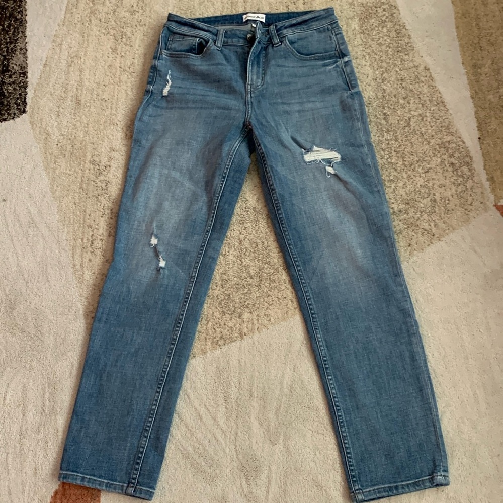 Studio Blue Distressed Mid-Rise Skinny Sz- 28